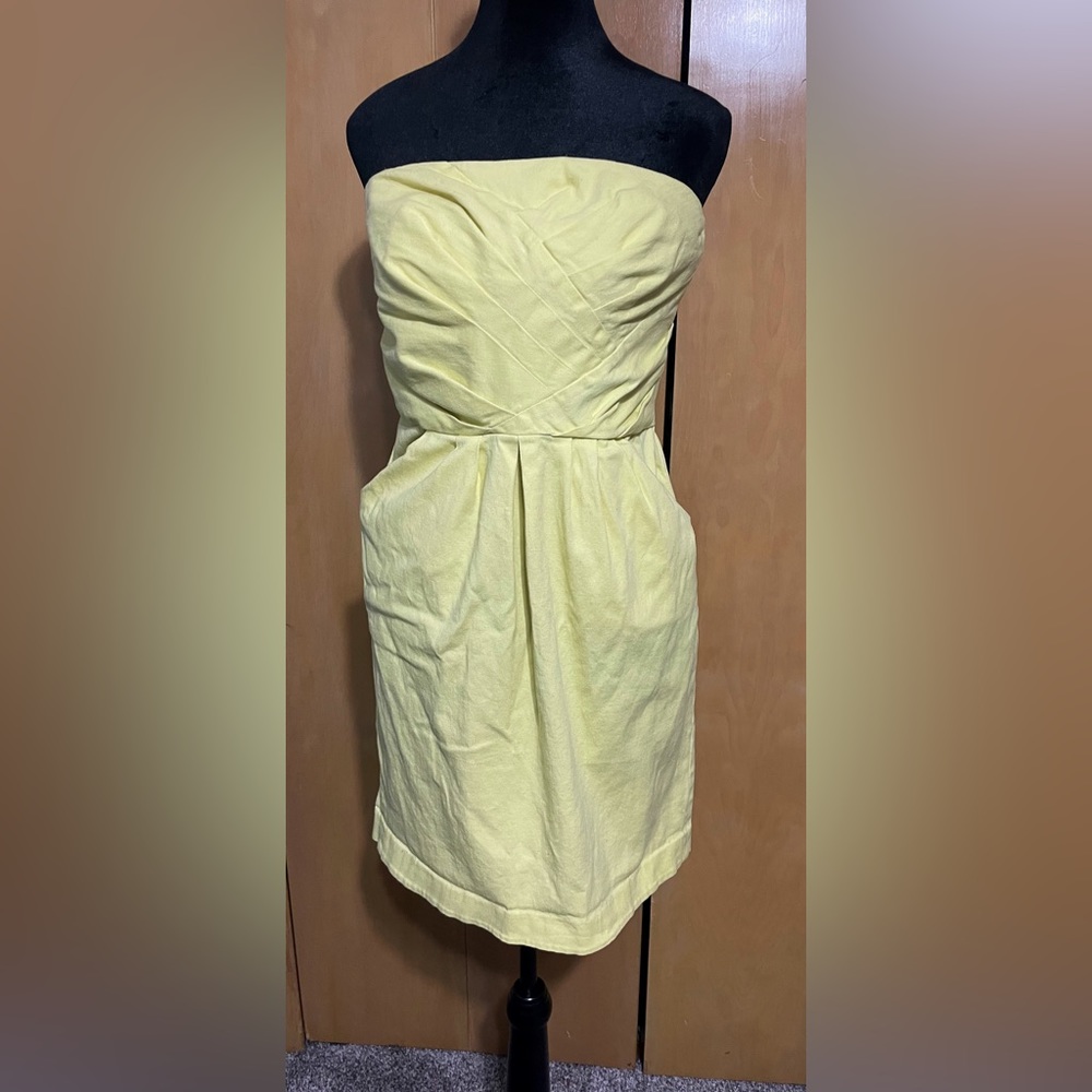 French Connection Yellow Strapless Dress with Pockets - Women’s Size 12.